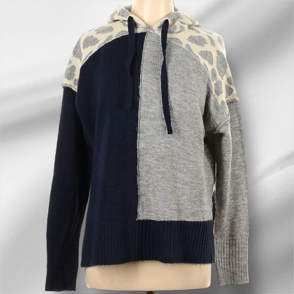ELAN Women’s Solid & Printed Sweater Knit Color Block Hoodie in the Size Large - Picture 11 of 14